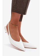 Lakované dámské sandály z umělé kůže na podpatku Bílé Averelle