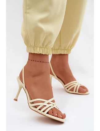 Dámské sandály na podpatku s pásky žluté Velivelle