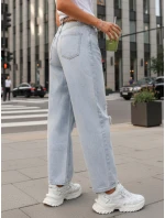 Dámske baggy džínsy s odieraním svetlomodré FashionStreet UY2889