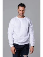 Biela pánska mikina s okrúhlym výstrihom (68B2001-1)