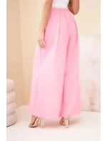 Dámske široké bavlnené nohavice s elastickým pásom candy pink