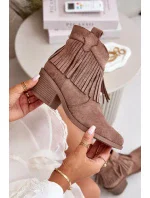 Dámske členkové kovbojské topánky na zips Eco Suede Brown S.Barski Dámske členkové kovbojské topánky na zips Eco Suede Brown S.Barski