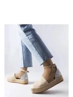 Dámske espadrilky 22883 Béžové so striebornou - FLYFOR