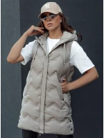 Dámska prešívaná vesta s kapucňou TAMIRA béžová FashionStreet TY4528