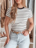 Dámske základné pruhované tričko LINESS white FashionStreet RY2818 Dámske základné pruhované tričko LINESS white FashionStreet RY2818
