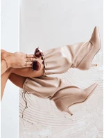 Dámske čižmy s pokrčeným zvrškom béžové FashionStreet ZY1137
