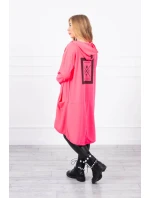 Bunda oversize s kapucňou ružová neónová