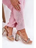 Transparentne Sandały Na Słupku D&A MR51-705 Złote