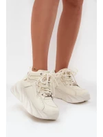 Sneakersy Damskie Skóra Naturalna GOE SS2N4037 Zgaszona Biel