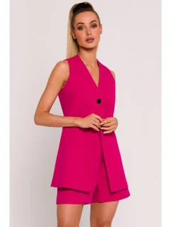 M776 Bunda bez rukávov s jedným gombíkom - fuchsiová