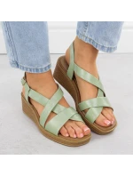 Zelené lakované dámske sandále na platforme Sergio Leone SK298