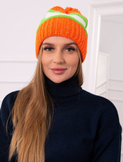 Kinga dámska čiapka K297 oranžová+zelená neón+biela