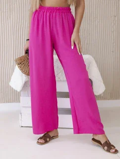 Nohavice so širokými nohavicami ružové