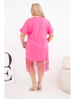 Dámske bavlnené V-neck strapce Plus veľkosť šaty ružová