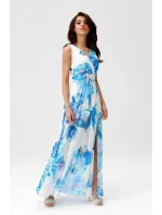 Denné šaty SUK0477 modro-biele - Roco Fashion Denné šaty SUK0477 modro-biele - Roco Fashion