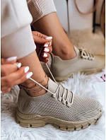 Dámske tenisky s ponožkovou špičkou ZY0345 v khaki farbe – FashionStreet