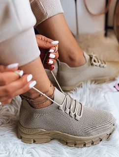 Dámske tenisky s ponožkovou špičkou ZY0345 v khaki farbe – FashionStreet