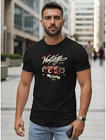 Pánske bavlnené tričko s retro potlačou čierne FashionStreet NX5094R Pánske bavlnené tričko s retro potlačou čierne FashionStreet NX5094R