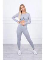 Súprava s riasením na blúzke šedej farby Súprava s riasením na blúzke šedej farby