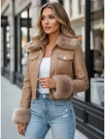 Dámska kožená bunda s ťavou kožušinou FashionStreet TY5139