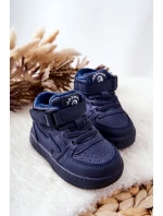 Dziecięce Ocieplane Wysokie Buty Sportowe Granatowe Clafi
