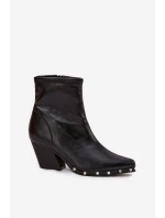 Botki Kowbojki Damskie Z Eko Skóry Na Słupku Czarne Abrielle