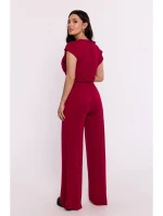 B289 Viskózové nohavice s elastickým pásom - bordové