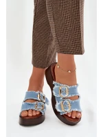 Dámske papuče na platforme 100-486 Džínsová modrá s čiernou - Joalice Paris Dámske papuče na platforme 100-486 Džínsová modrá s čiernou - Joalice Paris