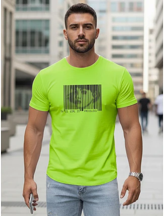 Pánske bavlnené tričko s limetkovo zelenou potlačou FashionStreet NX5014R