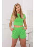 Bavlnená súprava s kraťasmi svetlo zelená