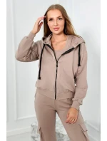 Set 3 v 1 mikina + top + nohavice tmavo béžová Set 3 v 1 mikina + top + nohavice tmavo béžová