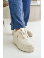 Sneakersy Buty Sportowe Damskie Ocieplane Na Masywnej Podeszwie Beżowe Ardiela