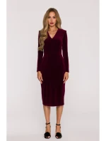 M889 Zamatové bodycon šaty - bordové M889 Zamatové bodycon šaty - bordové