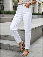 Dámske biele džínsy s vysokým pásom a balónovým strihom FashionStreet UY2943