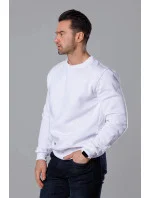 Biela pánska mikina s okrúhlym výstrihom (68B2001-1)