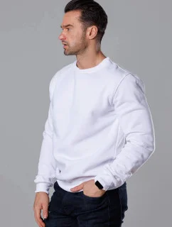 Biela pánska mikina s okrúhlym výstrihom (68B2001-1)