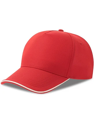 Atlantis Headwear Recy Five Piping – 5-panelová sendvičová čiapka 33.0282 červená/biela Atlantis Headwear Recy Five Piping – 5-panelová sendvičová čiapka 33.0282 červená/biela
