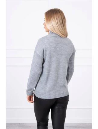 Polovičný sveter s rolákom sivý