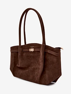 Shopper kabelka z eko semiše čokoládová Elleea