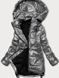 Šedá dámska bunda s odnímateľnou kapucňou (B8086-70)