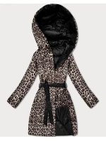 Plus size obojstranná zimná bunda čierna/panther (M6-6008-1)