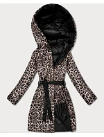 Plus size obojstranná zimná bunda čierna/panther (M6-6008-1) Plus size obojstranná zimná bunda čierna/panther (M6-6008-1)