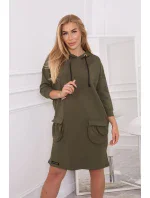 Kaki šaty s kapucňou