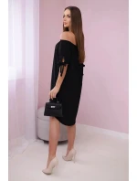 Šaty viazané na rukávy čierne
