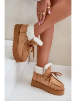 Śniegowce Damskie Na Platformie Z Futerkiem Typu Branek Camel Ciabellae