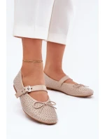 Zdobione Baleriny Z Kokardką I Paskiem Beżowe Zdivisa