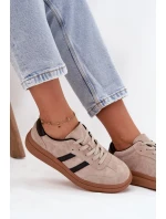 Zamszowe Sneakersy Damskie Na Platformie Beżowe Elivienne
