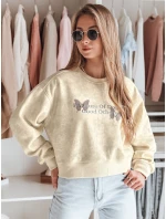 Dámska nadrozmerná mikina so zaväzovaním vo farbe motýľa SPARKI ecru FashionStreet BY1404 Dámska nadrozmerná mikina so zaväzovaním vo farbe motýľa SPARKI ecru FashionStreet BY1404