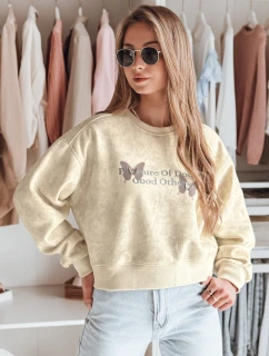 Dámska nadrozmerná mikina so zaväzovaním vo farbe motýľa SPARKI ecru FashionStreet BY1404