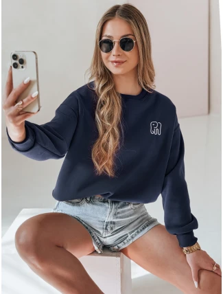 Dámska nadrozmerná vyšívaná mikina SOFTSLON navy blue FashionStreet BY1431 Dámska nadrozmerná vyšívaná mikina SOFTSLON navy blue FashionStreet BY1431